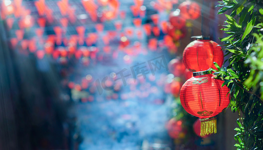 唐人街的中国新年灯笼
