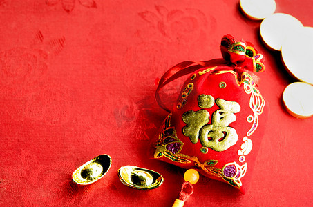 Chinese new year decoration: red felt fabric packet or ang pow w