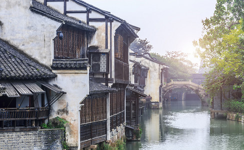 workshop摄影照片_Ancient rivers and residential buildings in Wuzhen, Zhejiang Pro