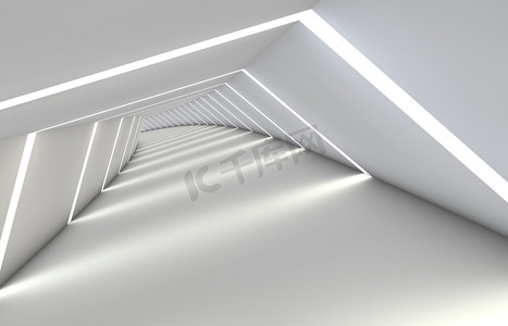 3dmax模型摄影照片_带间隙的抽象隧道, 带有反射地板和天花板
