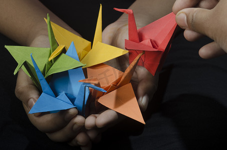 手里拿着猎户纸鹤（鸟）的小女孩许了一个愿望。受日本传说的启发，一个创造了一千个折纸鹤的人将会得到一个愿望.