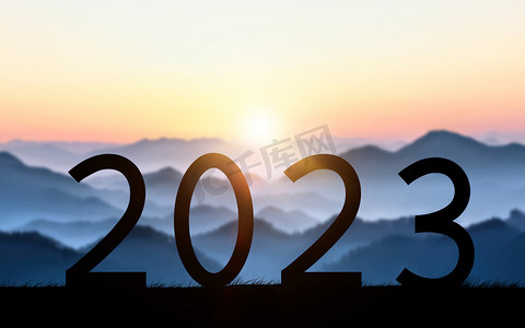 2023跨年夜摄影照片_2023跨年剪影背景摄影图配图