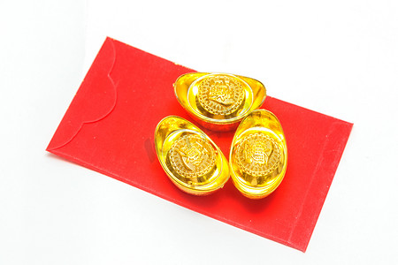 中国红口袋和中国古代中国黄金锭 