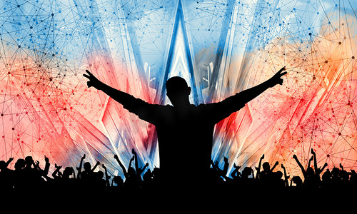 Silhouette of a party crowd, Illustration