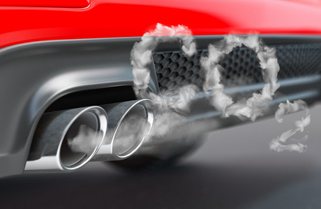 二氧化碳排放摄影照片_汽车管道，二氧化碳的排放。燃烧烟雾 com