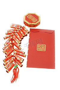 中国红的数据包和火饼干装饰
