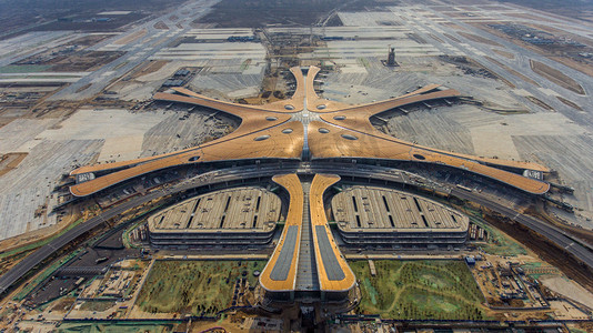 2018水墨字体摄影照片_北京大兴国际机场鸟图, 2018年12月27日在中国北京建设