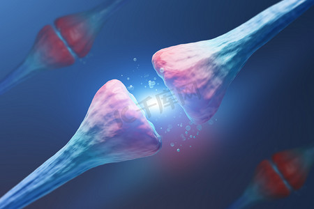 深蓝色背景上的灰色和粉红色对角线神经元的摘要图像, 并有神经细胞。科学和医学的概念。3d 渲染