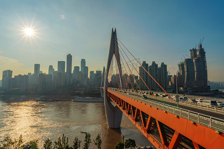 水门寺大佛摄影照片_重庆市东水门大桥及滨江城市建筑景观