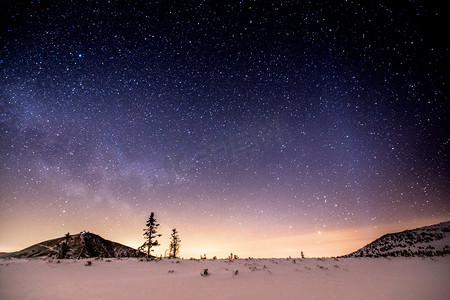 night landscape wtih star sky.