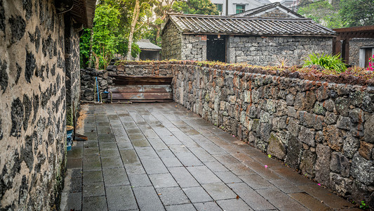 mei摄影照片_海南海口火山岩建成的Meishe火山村老房子