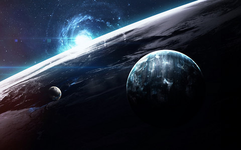 外太空中的行星,恒星和星系的宇宙场景展现了太空探索的美丽.