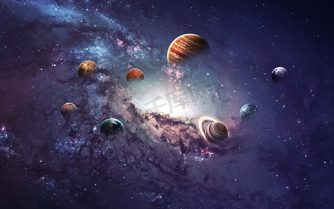101创造营摄影照片_高分辨率图像提出了创造太阳系的行星。这个由美国国家航空航天局提供的图像元素.