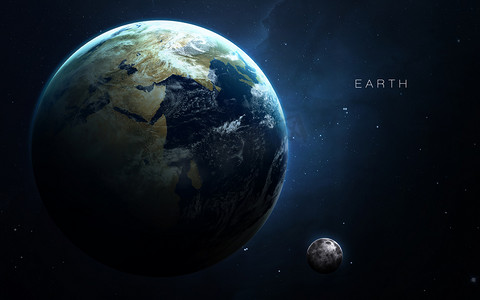 地球高分辨率3D图像显示了太阳系的行星.这个图像元素由NASA提供.