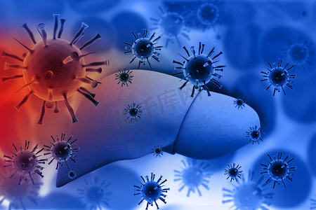 蓝色科技折页摄影照片_肝感染肝炎病毒