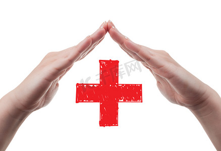 保护红十字会概念的手