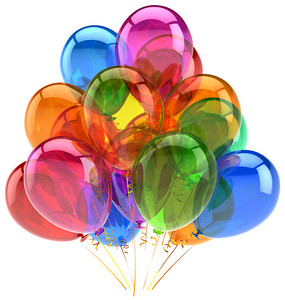 纪念日背景摄影照片_气球聚会生日气球装饰多彩半透明