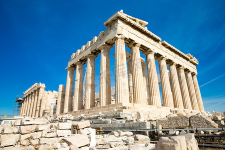 文明创建摄影照片_希腊雅典雅典卫城的帕台农神庙