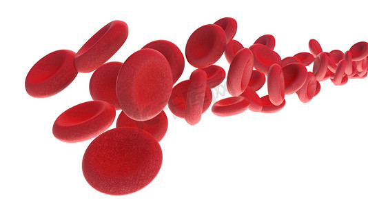 电镜下的红细胞摄影照片_在白色背景上流动的血红细胞