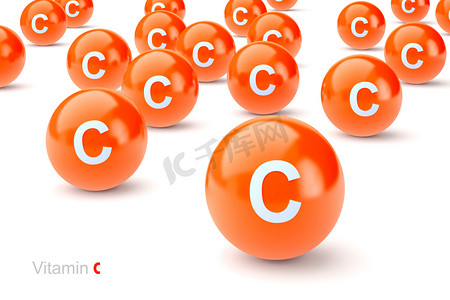 c橙色摄影照片_3d 的维生素