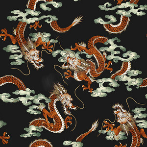 神话手绘摄影照片_Japanese dragon pattern