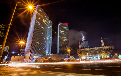 特拉维夫的天际线夜景