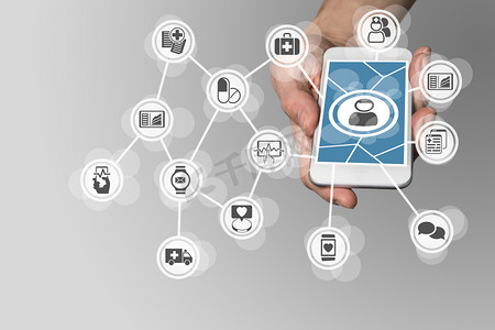 为了连接病人到医疗服务，通过智能手机的数字电子卫生保健