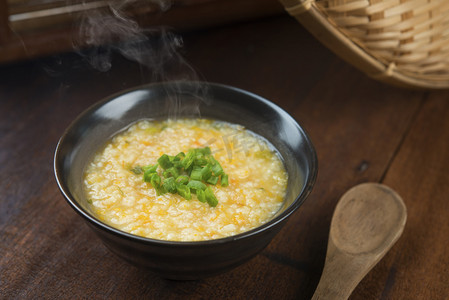 南瓜食物摄影照片_粥碗米饭 