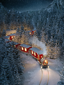 圣诞摄影照片_令人惊异的可爱圣诞火车