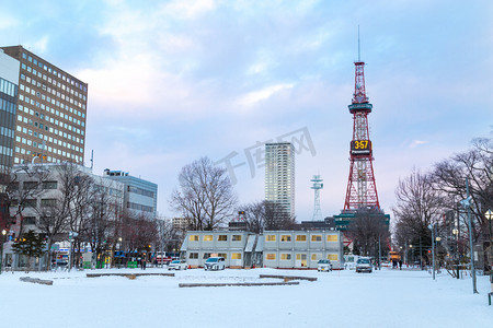 1月1日摄影照片_2018年1月2日, 日本札幌: 大通公园站东端