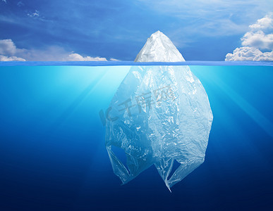 污染塑料袋摄影照片_塑料袋环境污染与冰山