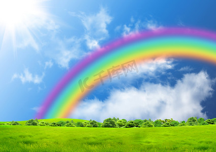 漂亮的彩虹摄影照片_蓝天中的彩虹