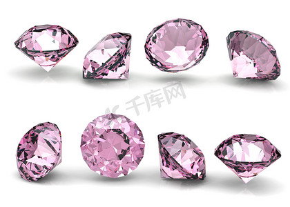 圆形粉红钻石的集合