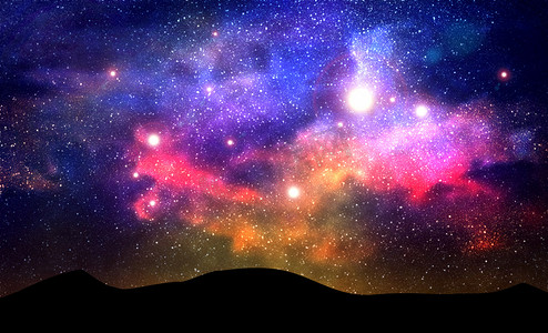 闪亮星摄影照片_星系与星云, 星尘和明亮的闪亮的星