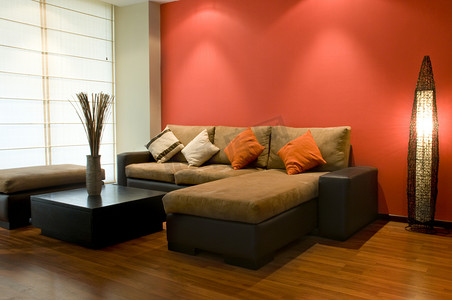 家具橙色摄影照片_室内设计