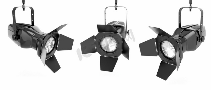 3d电商背景摄影照片_聚光灯下或阶段轻孤立在白色背景上