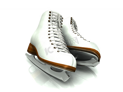 溜冰鞋子摄影照片_ένα ζευγάρι πατίνια λευκό σχήμα.