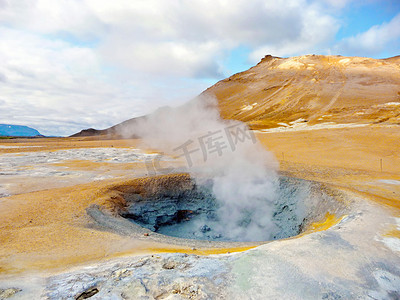 能源供热摄影照片_冰岛地热喷气