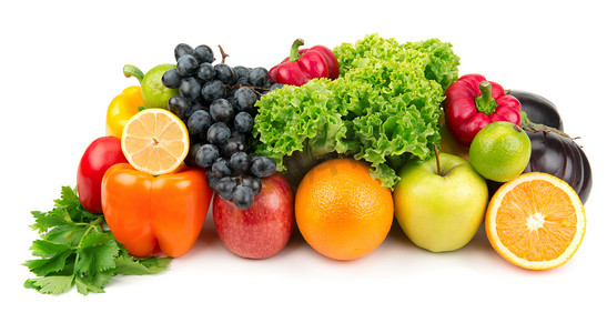 水果蔬菜摄影照片_一套不同的水果和蔬菜