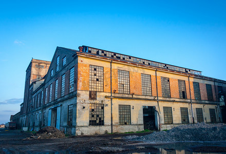 意大利威尼托日落废弃工业工厂