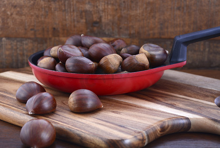 Chestnuts on Rustic Wood Table