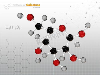 半乳糖糖分子的插图.目前在牛奶和奶制品.