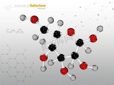 半乳糖糖分子的插图。目前在牛奶和奶制品.