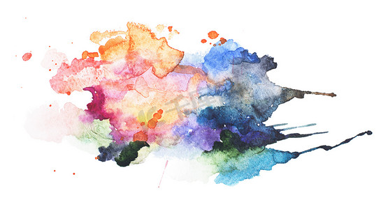 抽象的水彩画水彩画手绘在污渍上五颜六色的颜料飞溅