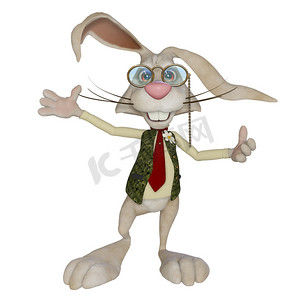 兔子卡通3d摄影照片_白兔子