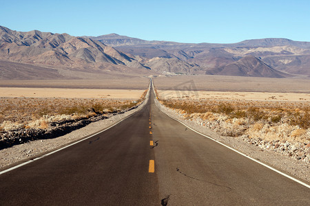 长沙漠两车道公路加州死亡谷