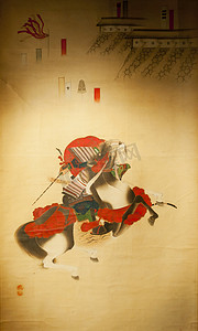 歌舞伎摄影照片_武士骑马绘画