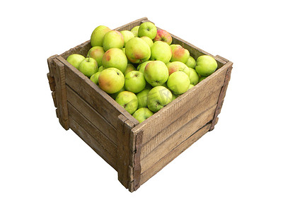 旧木盒子装满了苹果