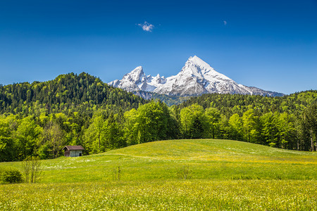 瑞士高山摄影照片_在巴伐利亚的阿尔卑斯山，贝，德国田园风景