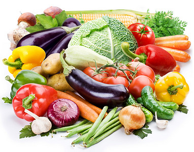 verdura摄影照片_白色背景的蔬菜